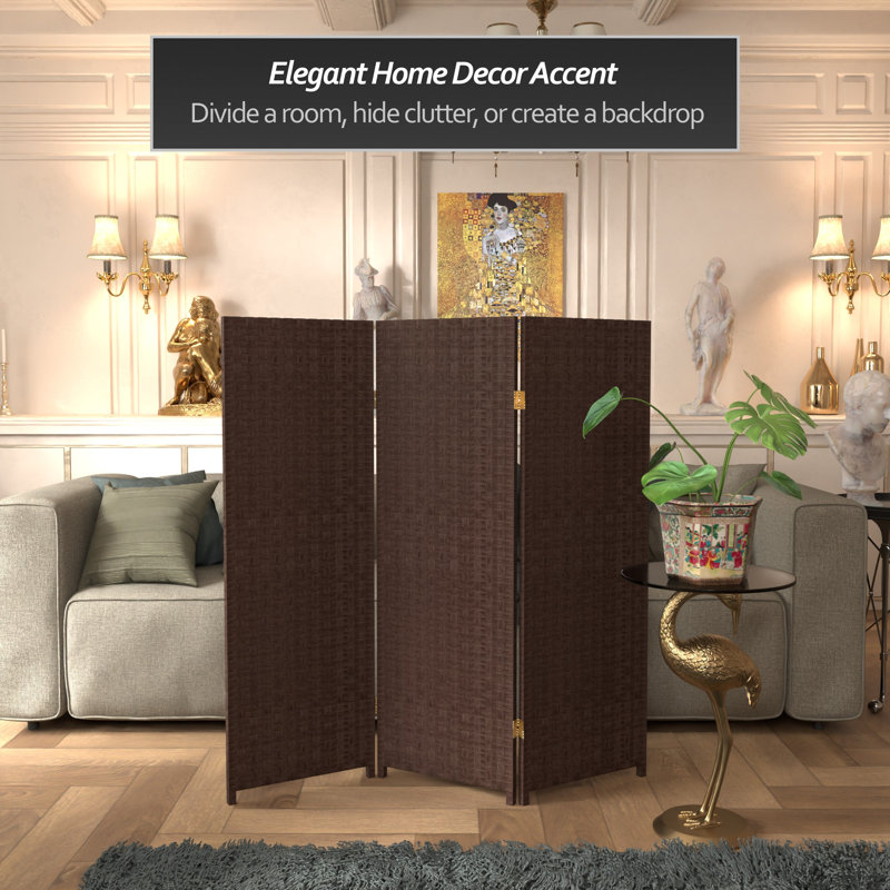 70.75" x 140" 8 Panel Room Divider, 70.75" H x 52.5" W x 0.75" D, Dark Mocha, 3