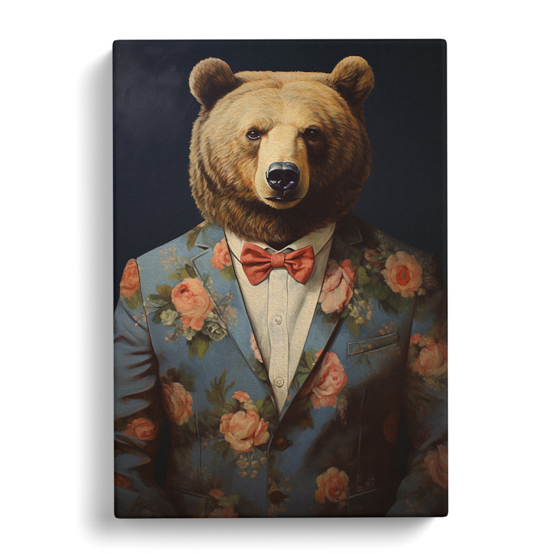 Bear in a Suit Painting - Wrapped Canvas, 76cm H x 50cm W x 3cm D