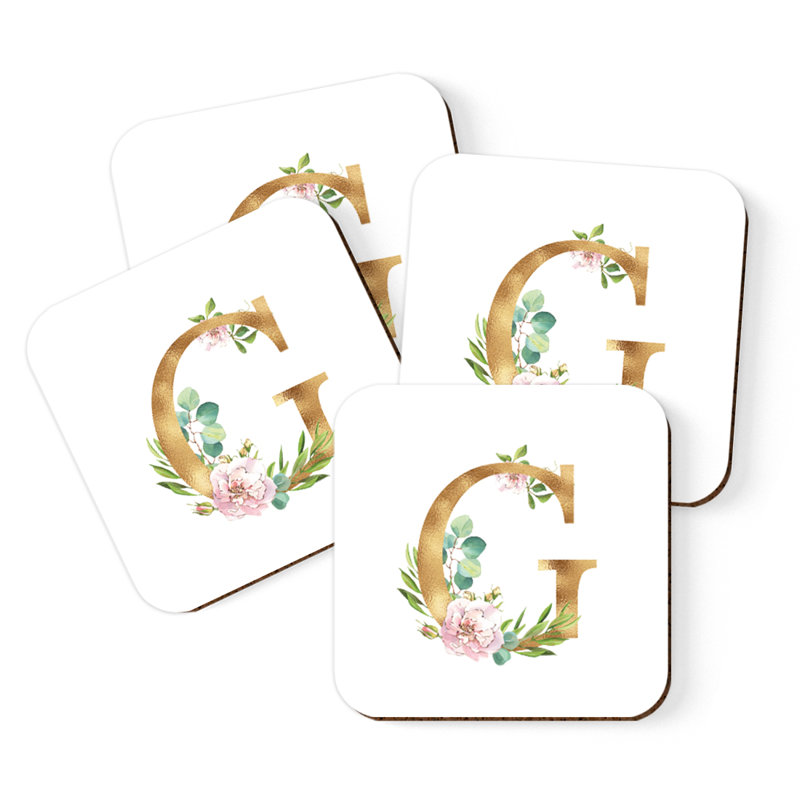 Sous-verre de lettre initiale à monogramme Lush Bloom, G