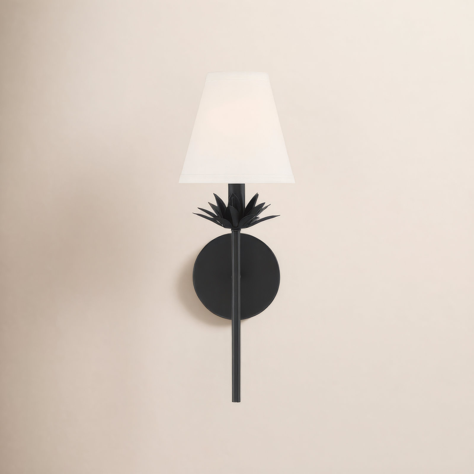 Ryland Single Light Linen Armed Sconce, Black