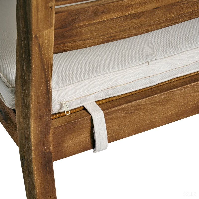 Ensemble de 2 chaises d'extérieur, Coussin beige / structure naturelle