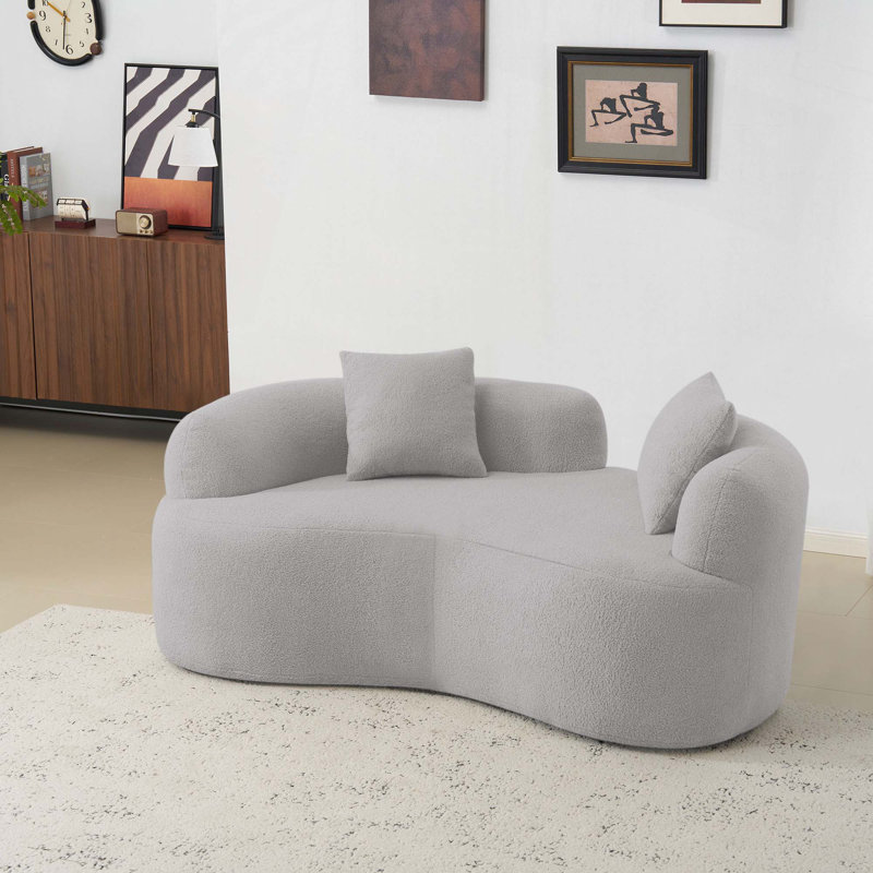 Causeuse courbée 66,93 pouces à compression complète, tissu en velours de peluche, canapé compact sans assemblage pour petits espaces et appartements, capacité de 350 lb