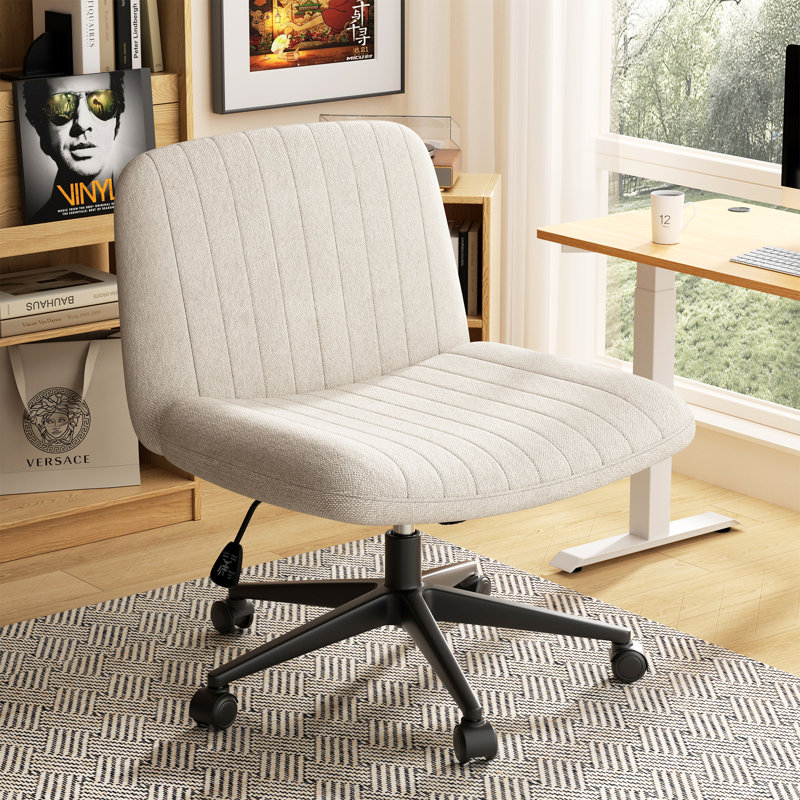 Criss-Cross Office Desk Chair With Wheels, Beige