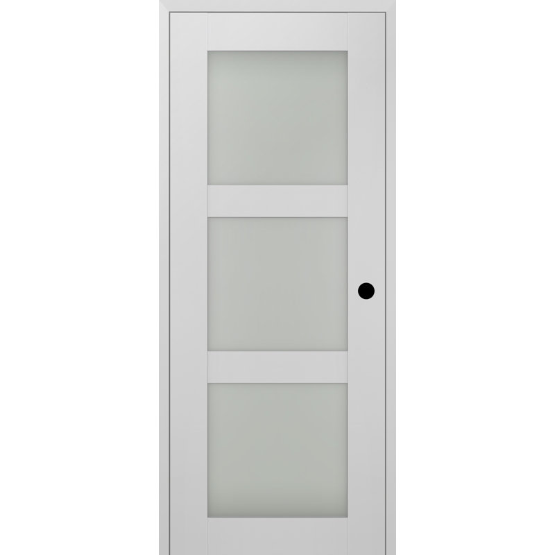 Porte intérieure battante simple en bois manufacturé et en verre Smart Pro 3 Lite, 29,75 po x 83,23 po, Gauche