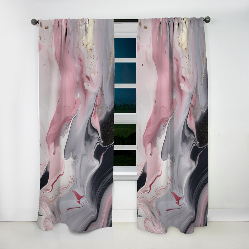 Œuvre d'art en marbre uni II - Rideau en marbre abstrait - Velours obscurcissant - 1 panneau, L 52 po x L 90 po