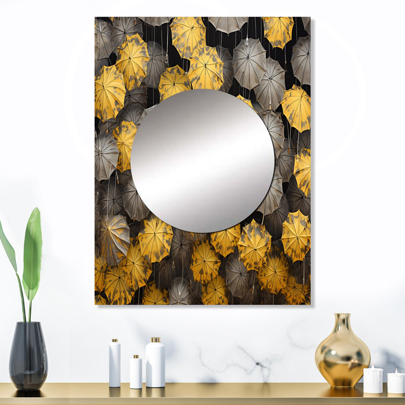 Kiayah Sky of Yellow and Grey Umbrellas Tranquility - Sky, miroir mural décoratif, miroir traditionnel, impression sur métal