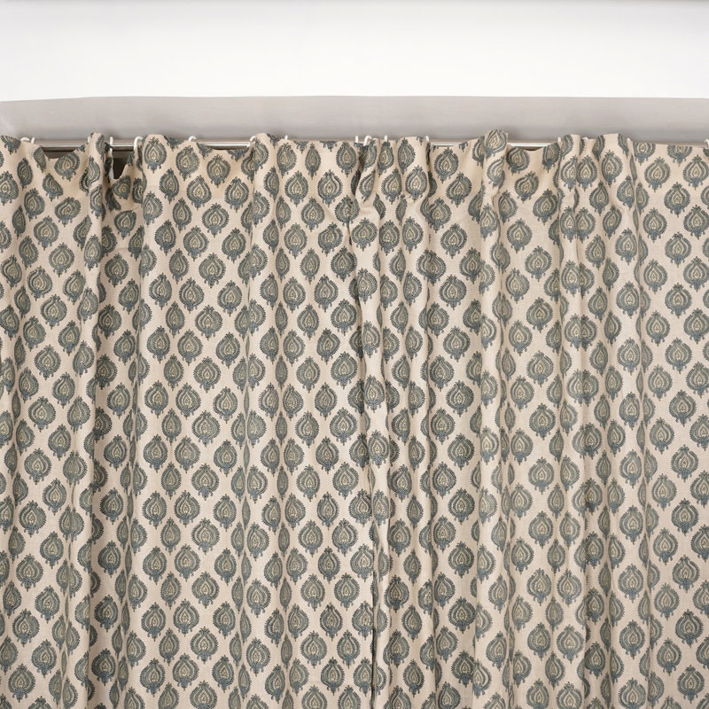 Fabdivine Viscose Linen Curtain with Floral Block Print Handcrafted Elegance for Home - Uday, 54" W x 102" L