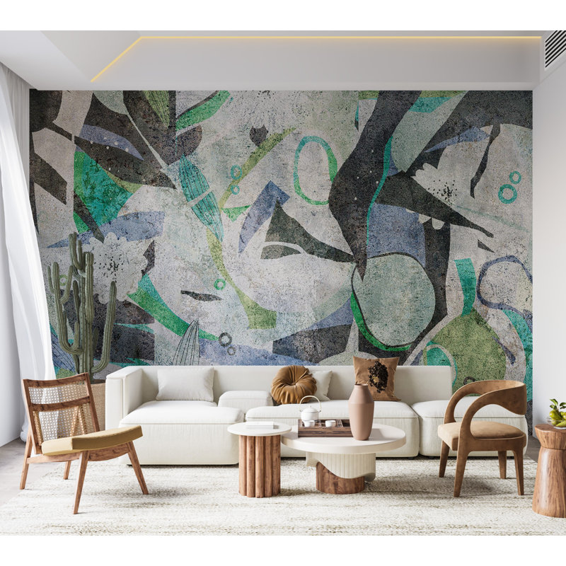 Murale abstraite pelez et collez - Rêve de malachite, L 27 po x l 38 po