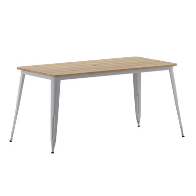Guenot 30" x 60" Commercial Indoor/Outdoor Poly Resin Restaurant Table with Umbrella Hole