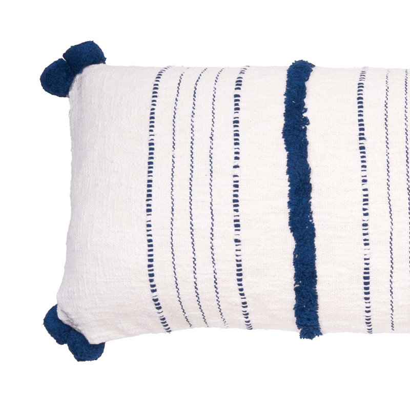 Lee Pom-poms Cotton Throw Pillow, Blue