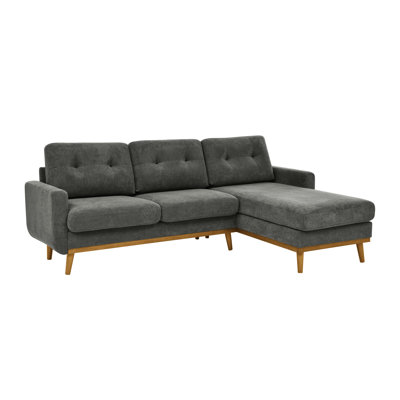 Brekyn 97" Wide Upholstered Sectional With Tufted Seatbacks And Wooden Legs