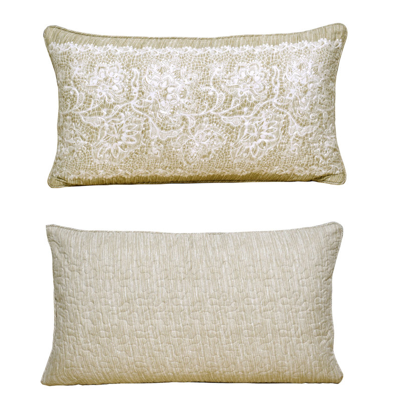 Damask Rectangular Lumbar Cushion Cover, Taupe