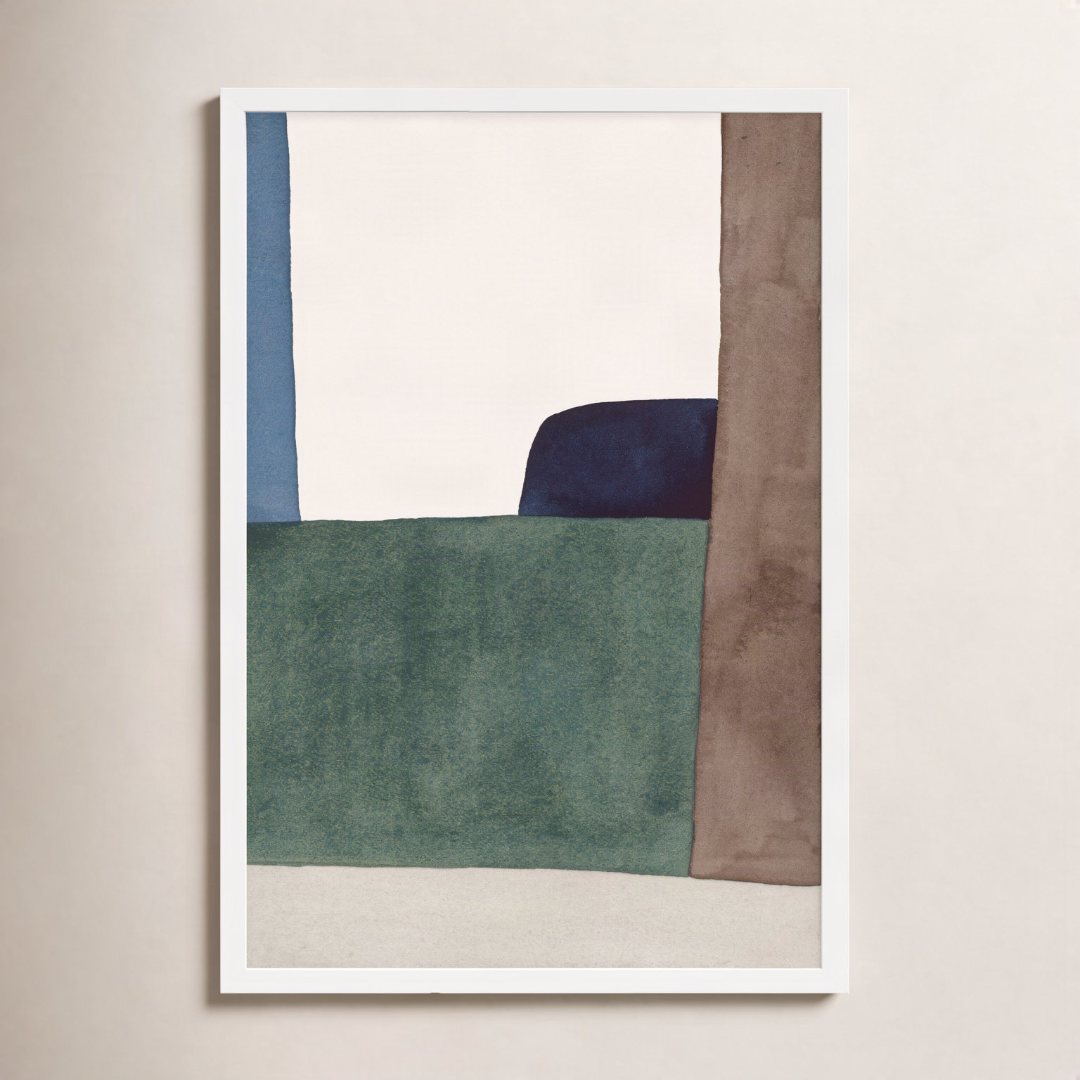 Divided "Distant Forest" Painting, 21" W x 30" H, White