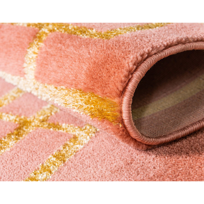 Tapis orange à motif géométrique Glitzy, Tapis de couloir 2 pi x 6 pi