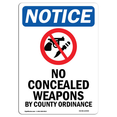 No Concealed Weapons Sign with Symbol