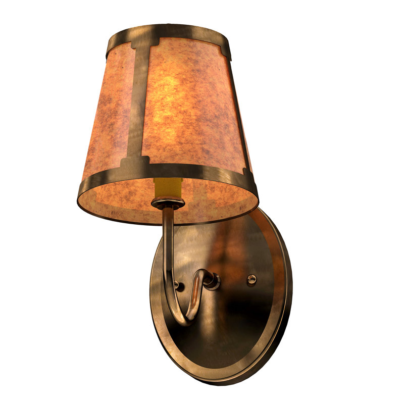 1 - Light Armed Sconce, Amber, Antique Copper