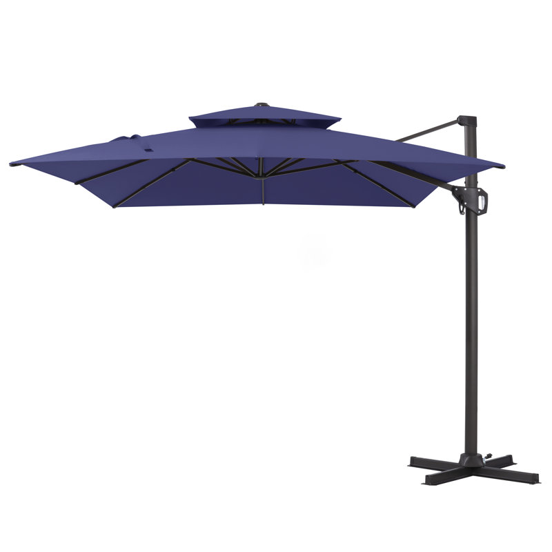 Parasol rectangulaire en porte-à-faux 128 po x 104 po, base lestée non inclus, Marine
