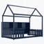 Lit de maison en bois avec bibliothèque de rangement, lit de maison de plancher avec garde-corps-114224537