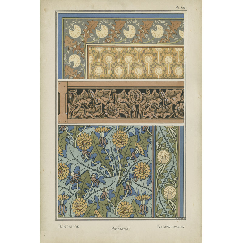 Nouveau Floral Design II - Wrapped Canvas Print, 76cm H x 51cm W x 3.8cm D