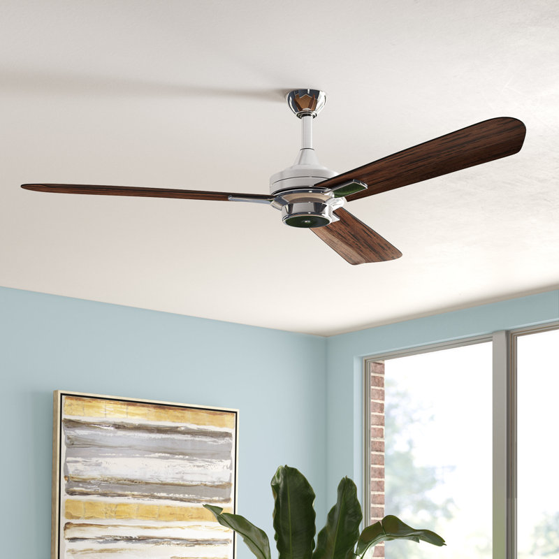 52" Rudolph 3-Blade Propeller Ceiling Fan with Wall Control, Brushed Nickel with Maple Blades
