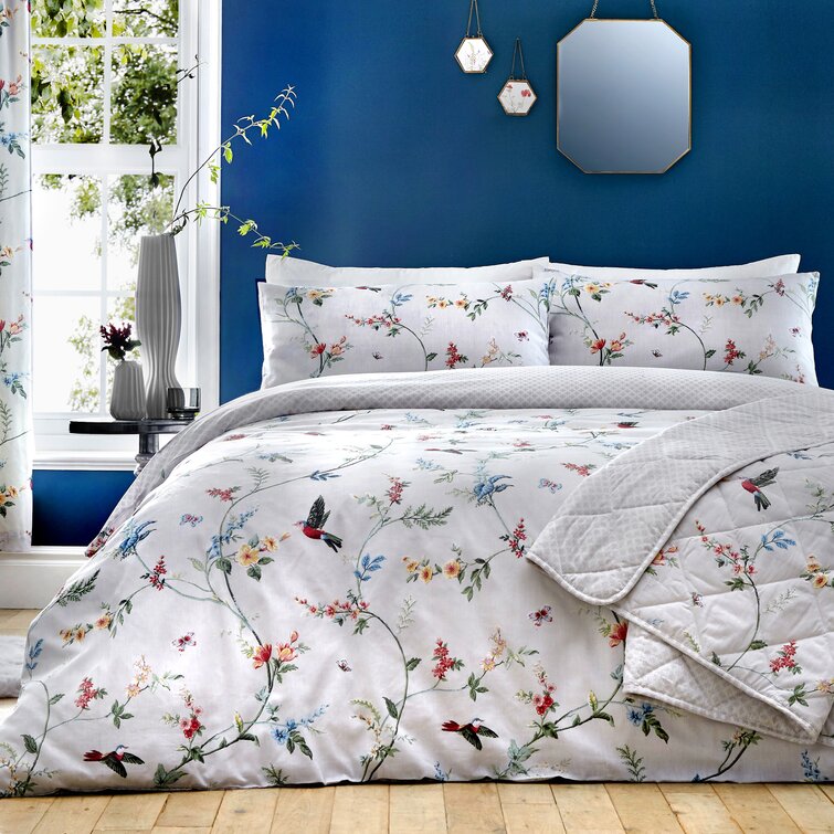 Delsur Polyester Floral Duvet Cover Set with Pillowcases