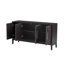 Buffet polyvalent à quatre portes avec portes brossées et placage de sapin, avec des poignées élégantes, parfait pour divers espaces.
