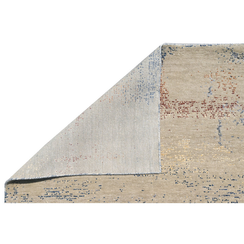 Hand Knotted Abstract Area Rug, Rectangle 9' x 12'