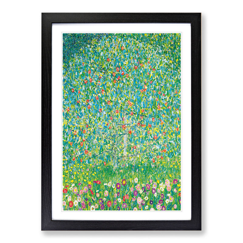 Apple Tree by Gustav Klimt - Picture Frame Painting on MDF, 36cm H x 27cm W x 2cm D, Black Framed