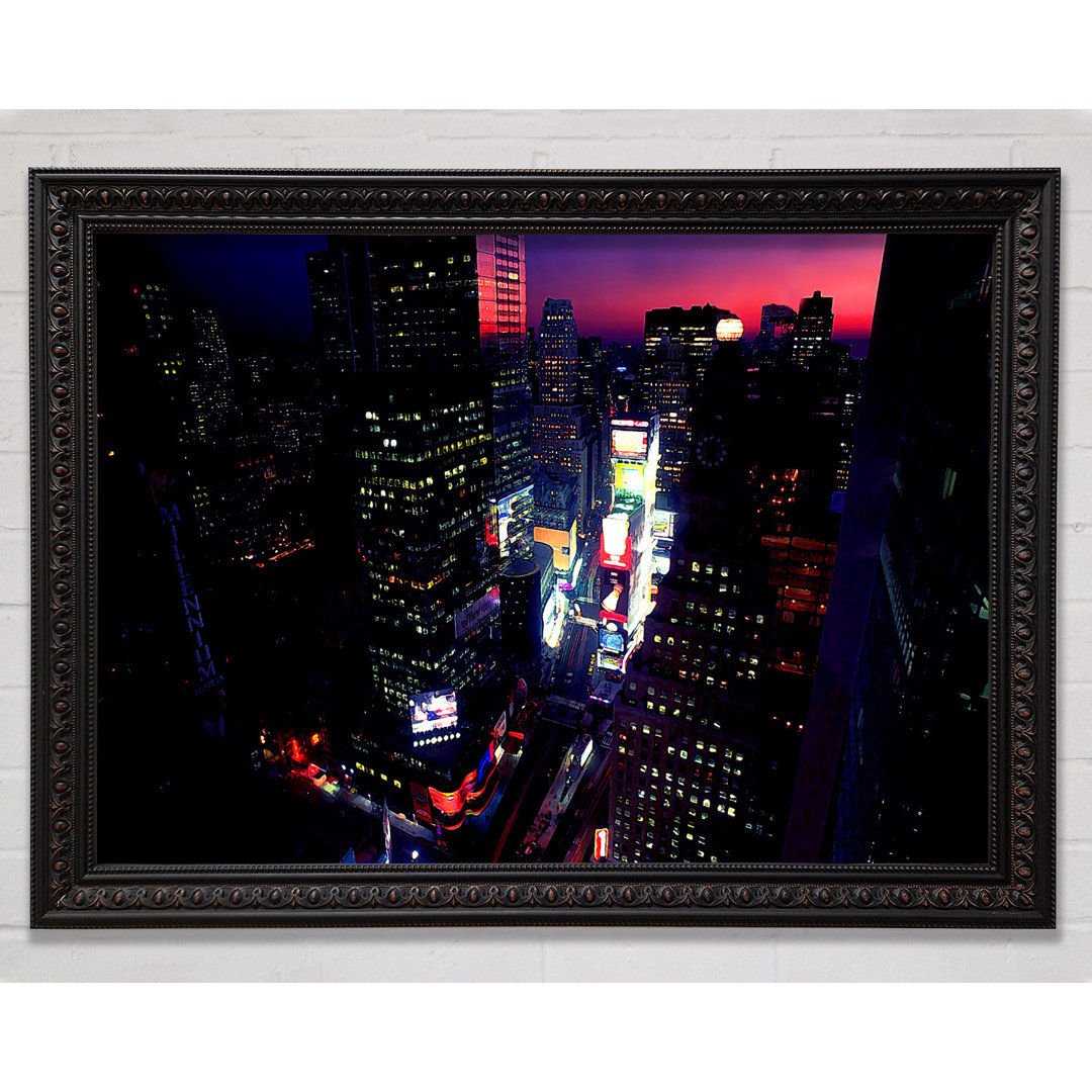 Gerahmtes Wandbild New York City Rosa Himmel