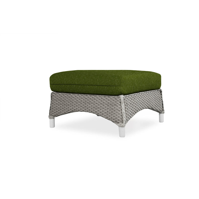 Mandalay Outdoor Ottoman, Sailcloth Salt, Pewter