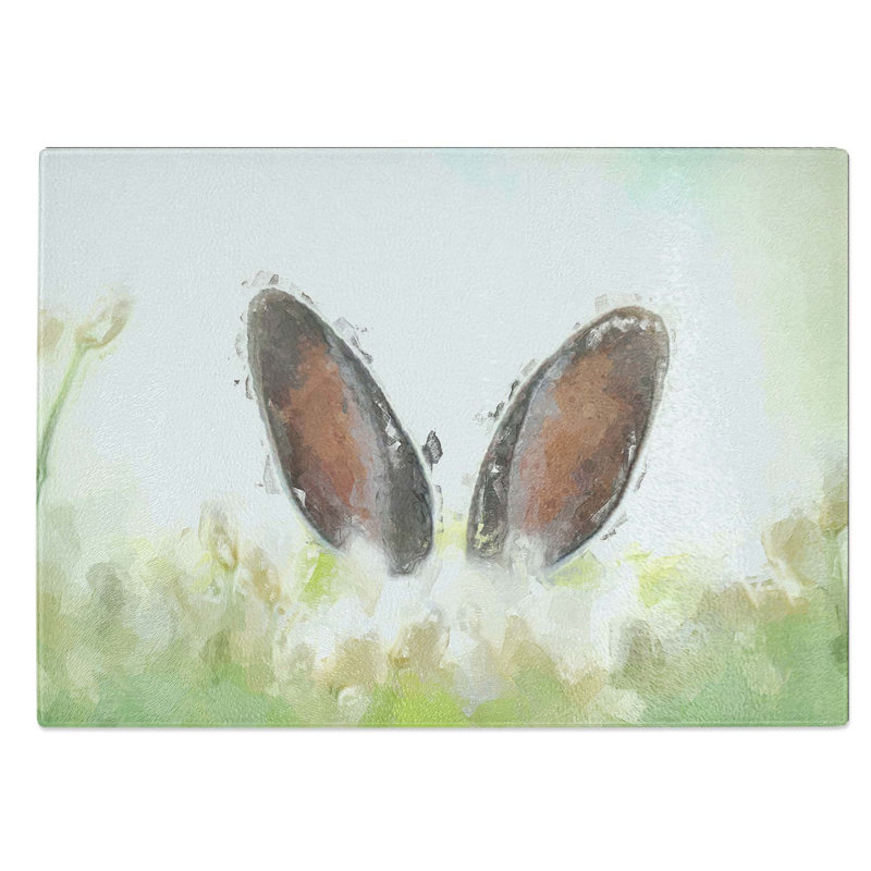 Glass Ears of A Hare in The Grass in Abstract Chopping Board, 28.5 cm W x 20 cm L