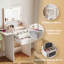 Table de coiffeuse compacte à couvercle rabattable avec miroir intégré et rangement, parfaite pour les petits espaces et une utilisation multifonctionnelle