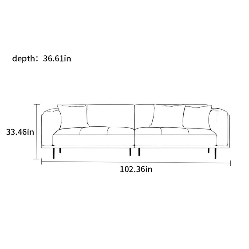 Canapé moderne et simple wabi-Sabi, 3, H 33,46 po x l 102,36 po x P 36,61 po