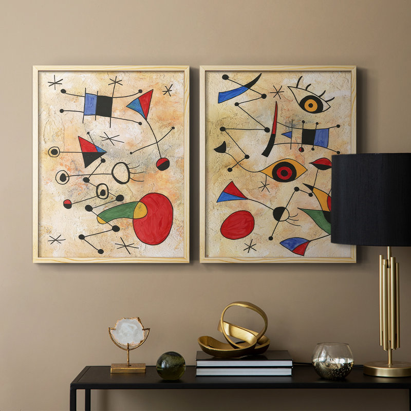 Miro Memoirs III - reproduction encadrée de qualité supérieure - prête à être accrochée - aucun clou requis - aucun clou requis