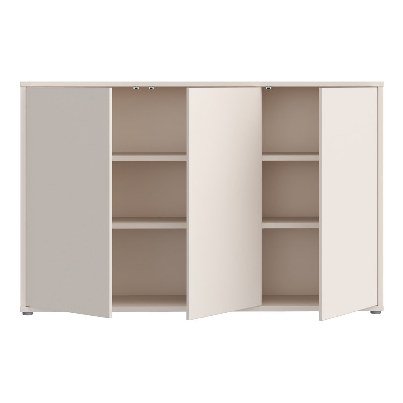 3 Door Sideboard with Push-to-Open Doors, Beige