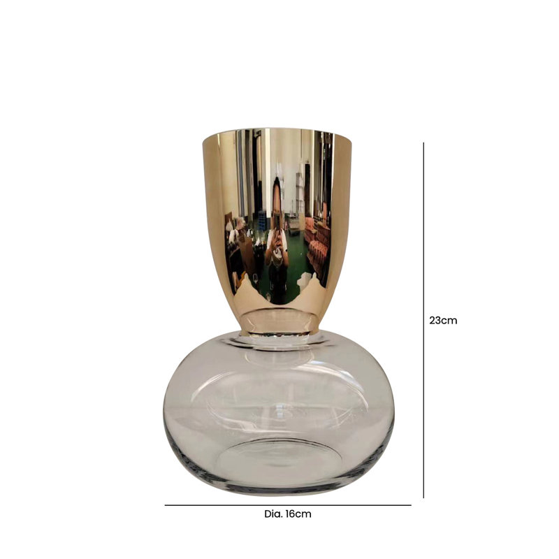 Coriddi Glass Table Vase, 23cm H  x 16cm W  x 16cm D, Gold
