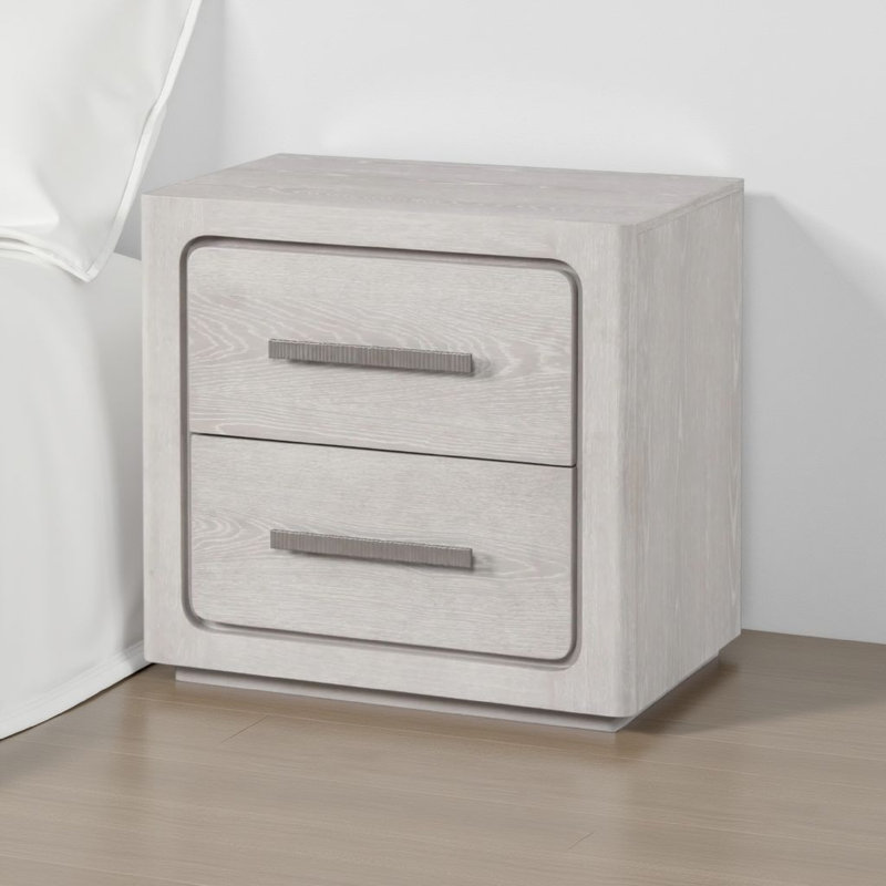 Table de chevet Thorne, chêne blanc massif, 27 po, Chêne blanc / nickel