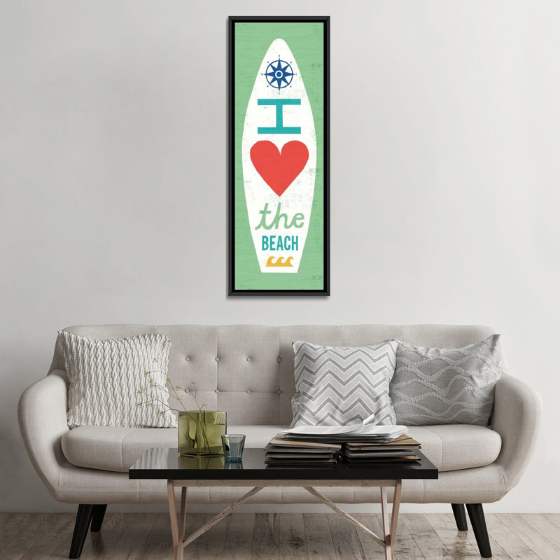 «Beach Bums Surfboard Series: Quote II», art textuel sur toile, H 36 po x l 12 po x P 1,5 po, Cadre noir