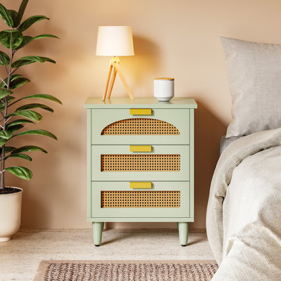 3 Drawers Rattan Nightstand