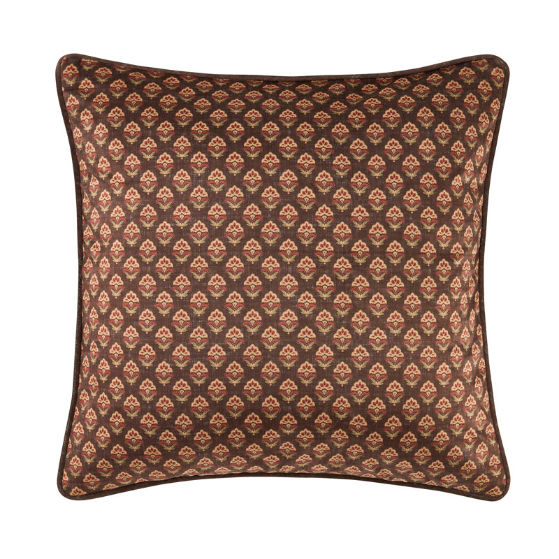 Coussin décoratif carré 20 po DESTINY - CHOCOLATE, Chocolate Damask 1, Square 20"