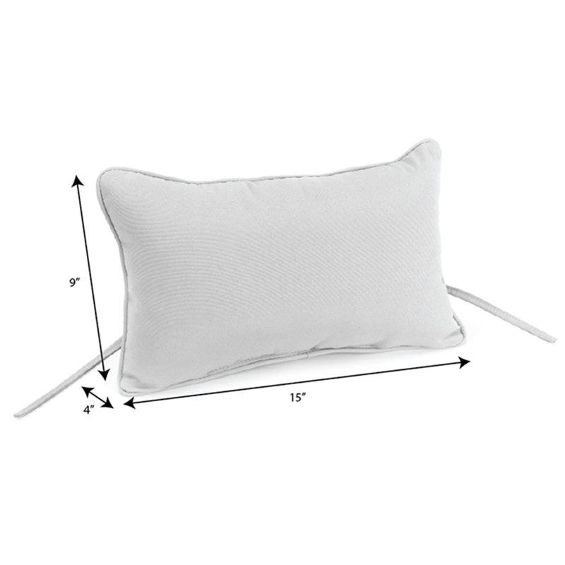 15" x 9" Outdoor Headrest Pillow with Ties and Welt (Set of 2), Light Green