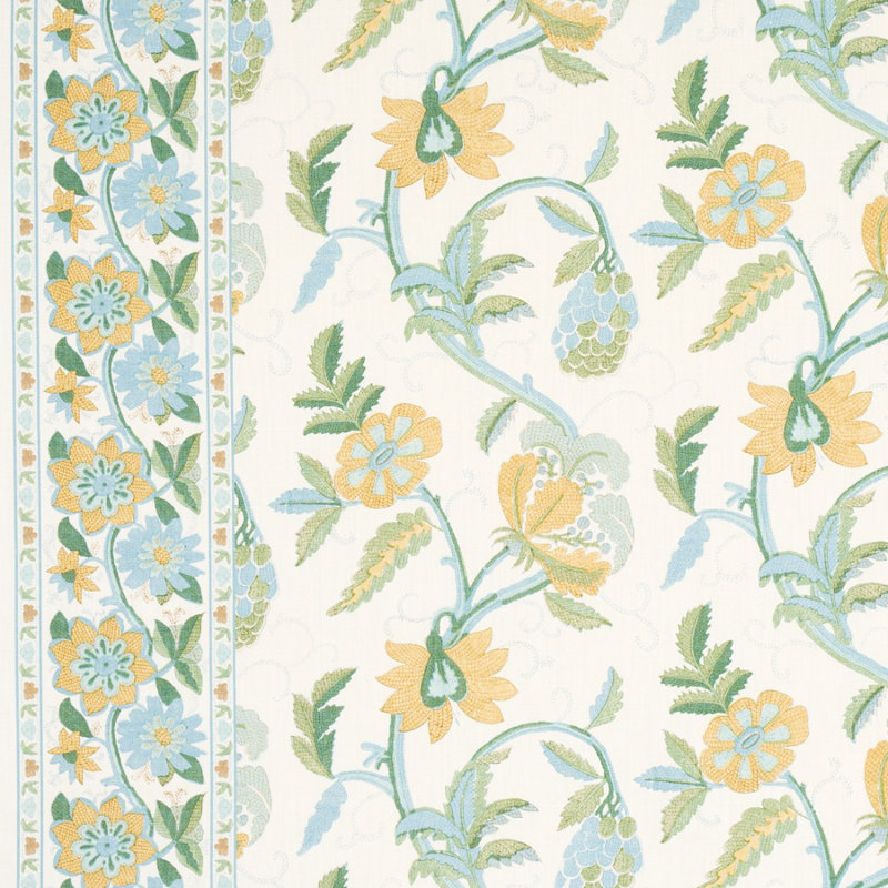 Tissu de lin à bordure Indali, Citron / minéral