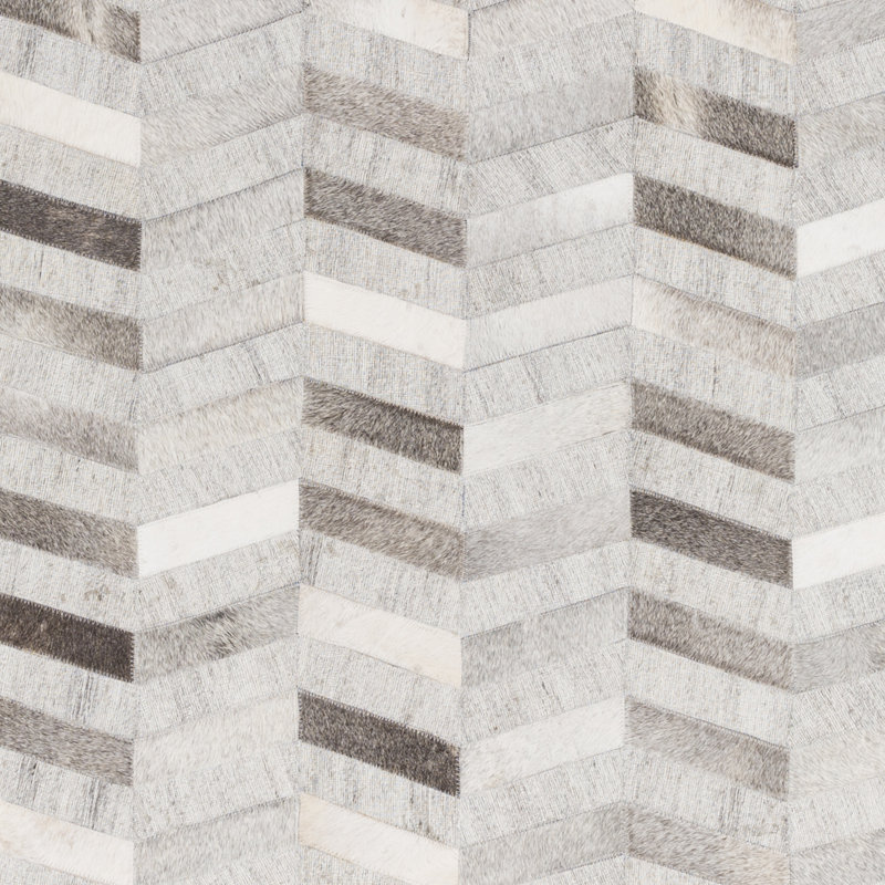 Medora Leather Chevron Area Rug in Khaki/Brown, Rectangle 8' x 10'