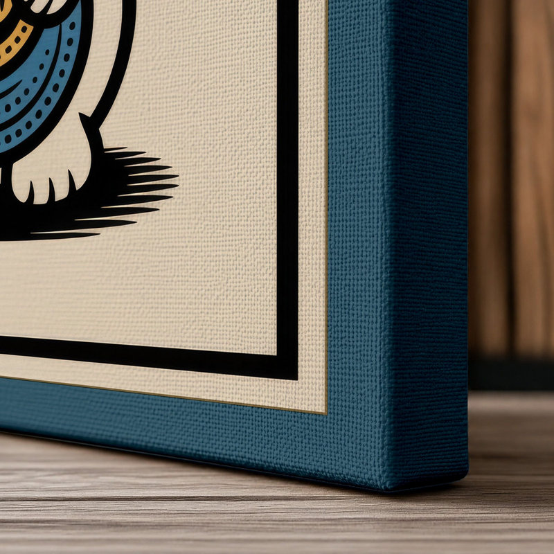 Welcoming Fortune Cat Japandi 1 Piece Wrapped Canvas Wall Art, 18x12 - 45.7 x 30.5 cm, Teal Border
