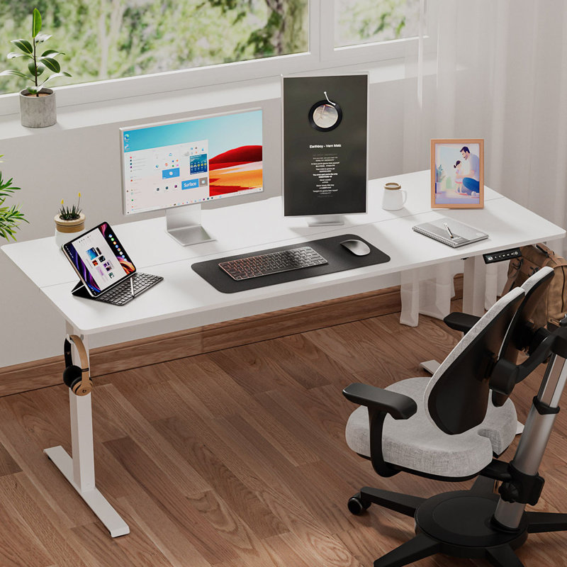 Bureau debout pour bureau à hauteur réglable, L 63 po x P 27,5 po, Blanc