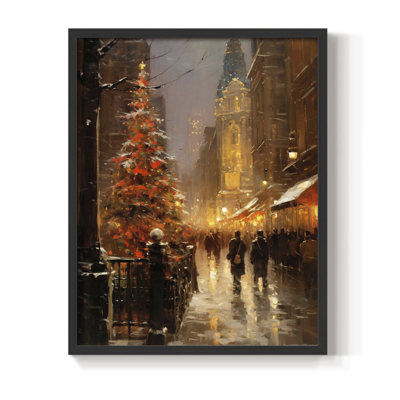 «Christmas Holiday Art DCC XXVI», reproduction d'art encadrée - bois massif, Noir, noir, noir, noir, H 21 po x l 17 po