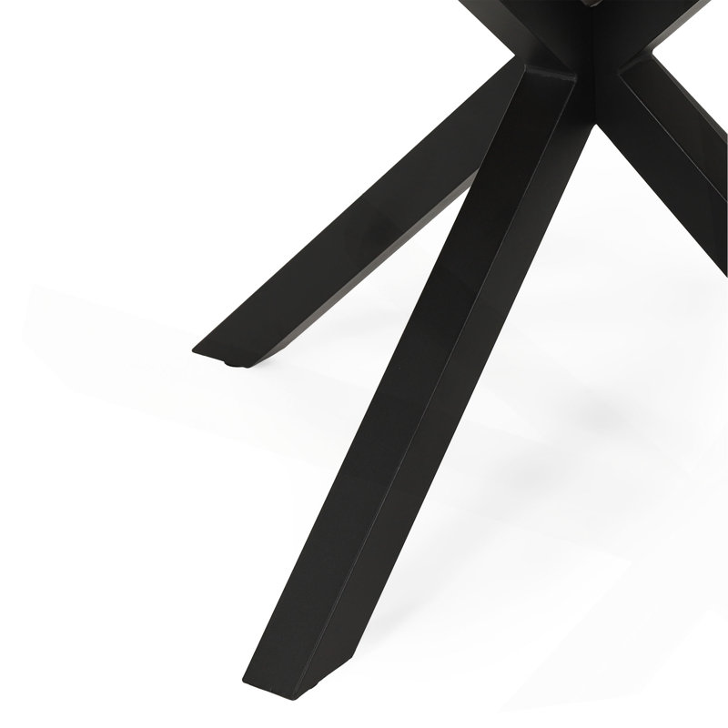 Table de salle à manger de patio / d'extérieur, plateau en teck et pieds en métal noir