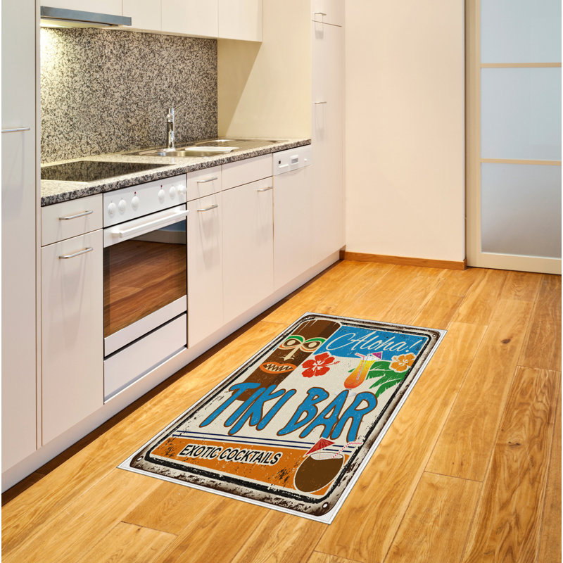 Tiki Bar High Density Long Fiber Poly Threads Decorative Area Rug Carpet, Rectangle 2'7" x 5'
