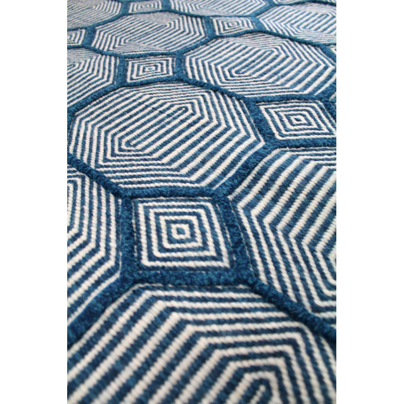 Tapis ivoire / bleu / bleu sarcelle Preston One-of-a-Kind 9 pi x 12 pi New Age