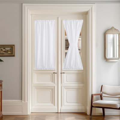  Non-See-Through Sheer Door Curtains for Front Door, Light Filtering Privacy Semi Sheer Window Curtains with Rod Pocket and Tie Back, 1 Panel